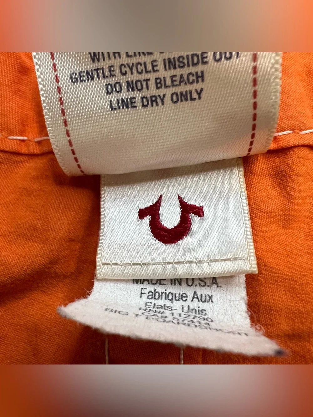 True Religion Big T Boardshorts Mens 31 Orange Made In USA